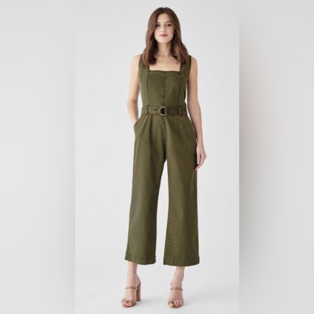 DL1961 x Marianna Hewitt‎ Khaki Green Hepburn Cotton Jumpsuit Medium
